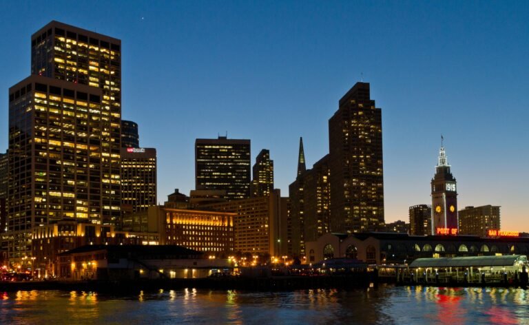10 Best Budget Hotels in San Francisco for Affordable Stays Beautiful twilight view of San Francisco skyline featuring the iconic Ferry Building.